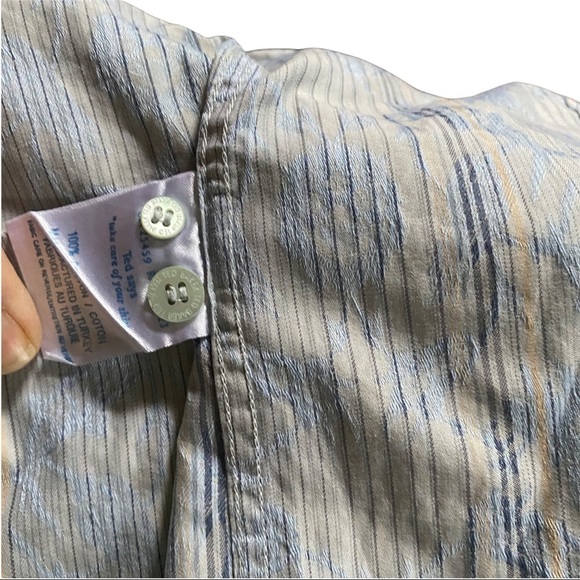 Ted Baker London Powder Blue with Tan Floral Embossing Button Front LS Men’s Lrg - Picture 9 of 9